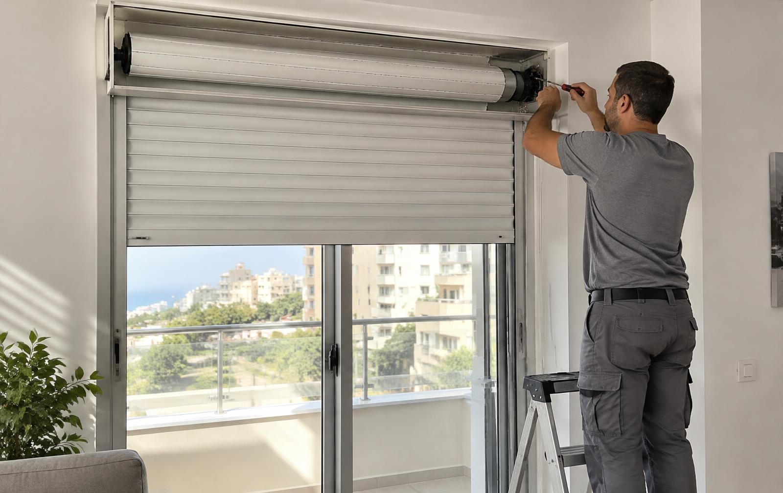 טכנאי מחליף מנוע תריס בדירה בהרצליה